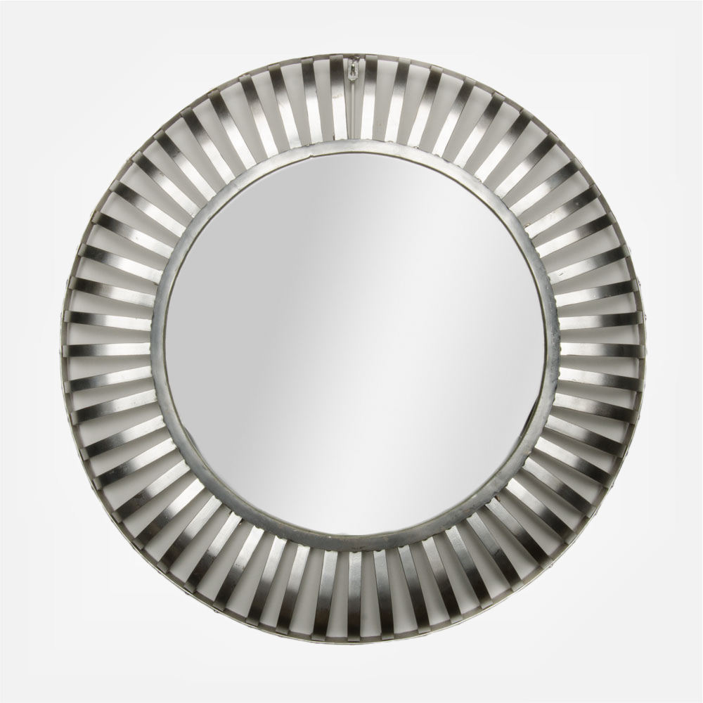 Mid-Century modern round industrial style mirror