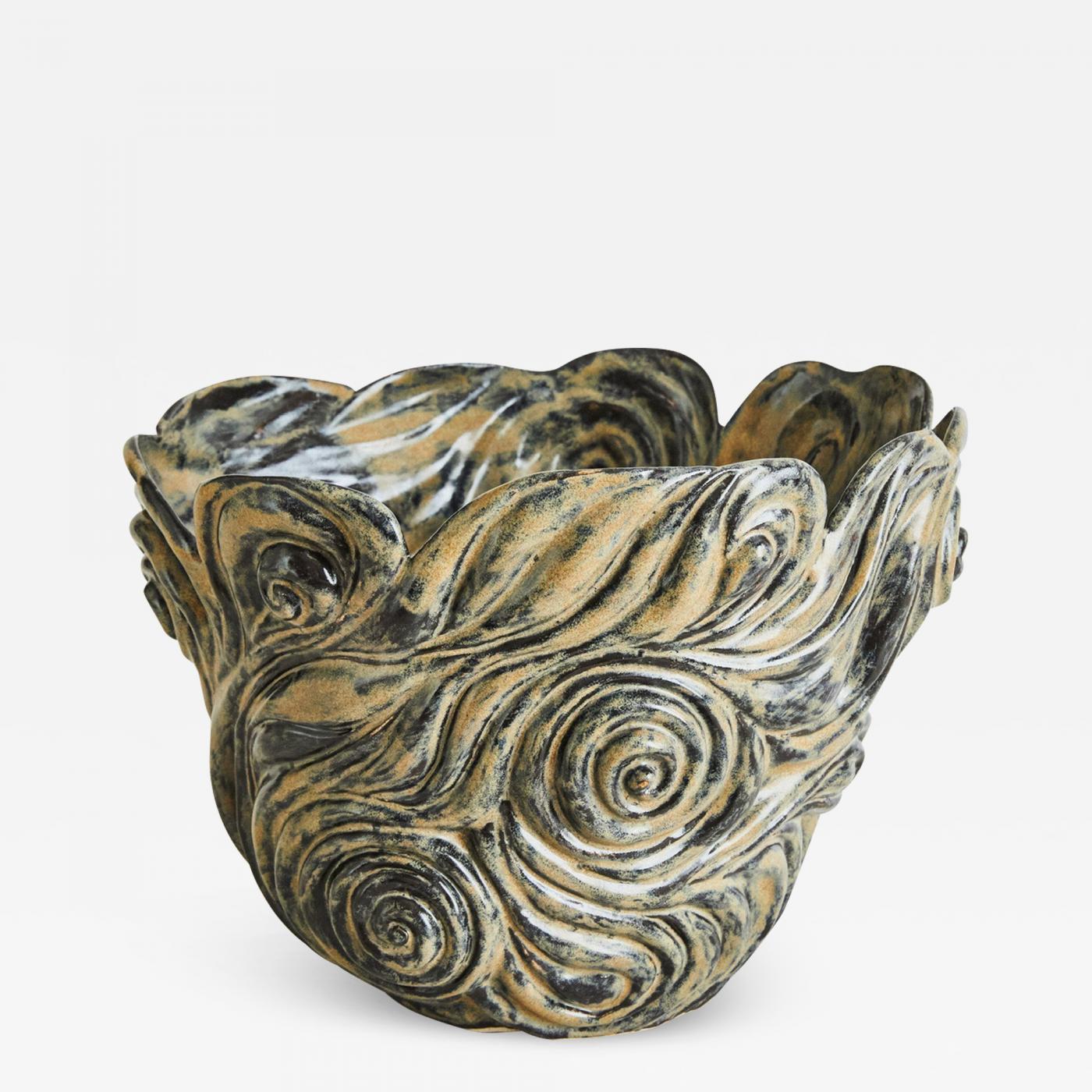 R. A. PESCE. Wheel-thrown, hand-carved biomorphic vessel