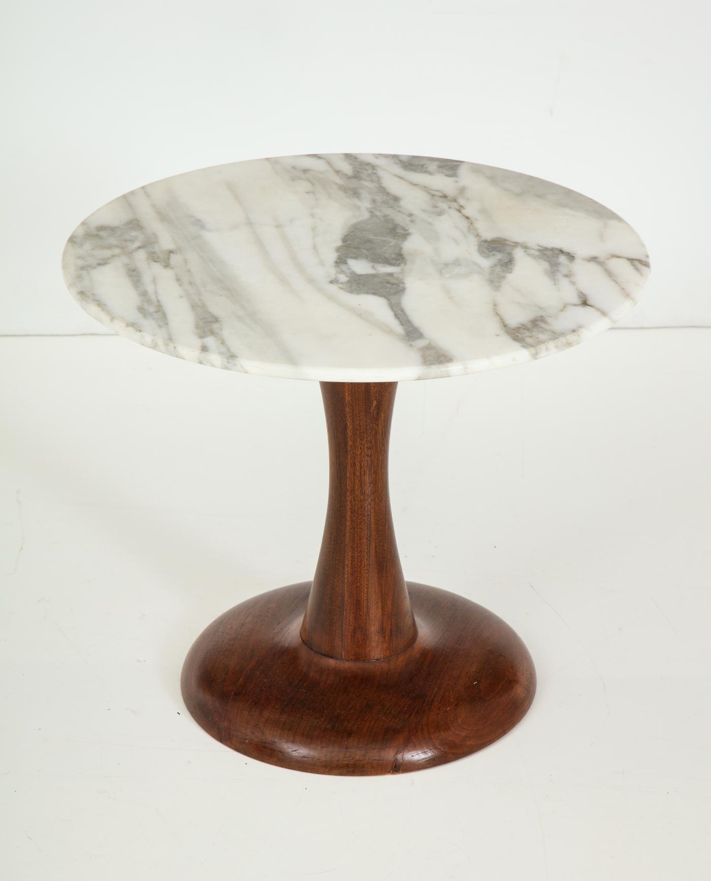 Mid Century Modern side table, Walnut and Marble Top.