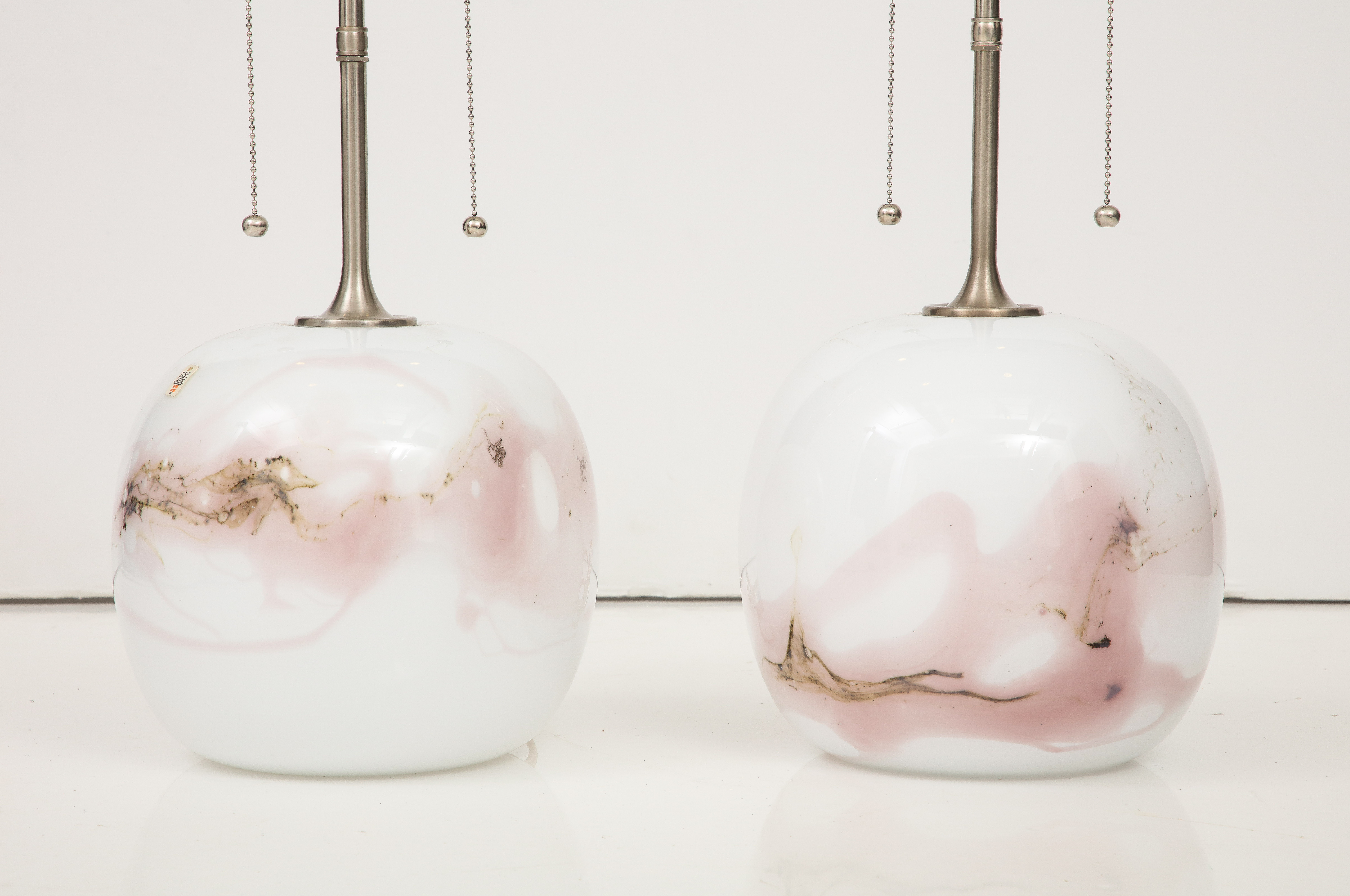 Pair of Holmegaard lamps, Designed by Michael Bang in Rose motif