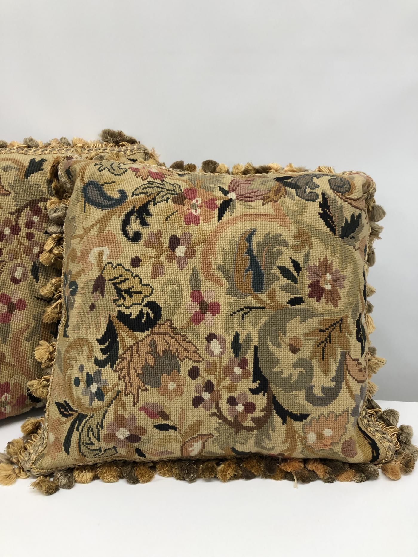 Pair of 19th century needlepoint pillows