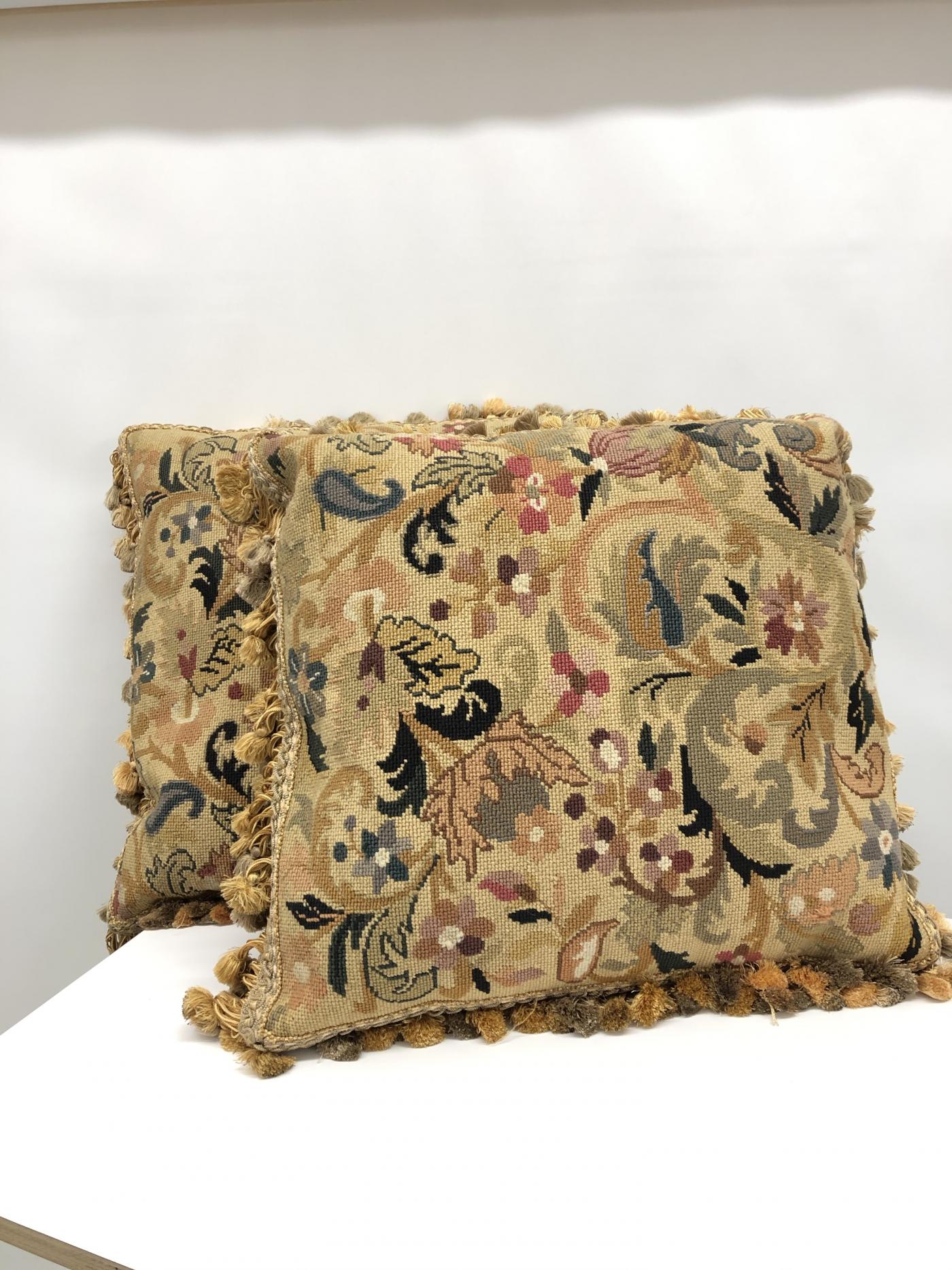 Pair of 19th century needlepoint pillows