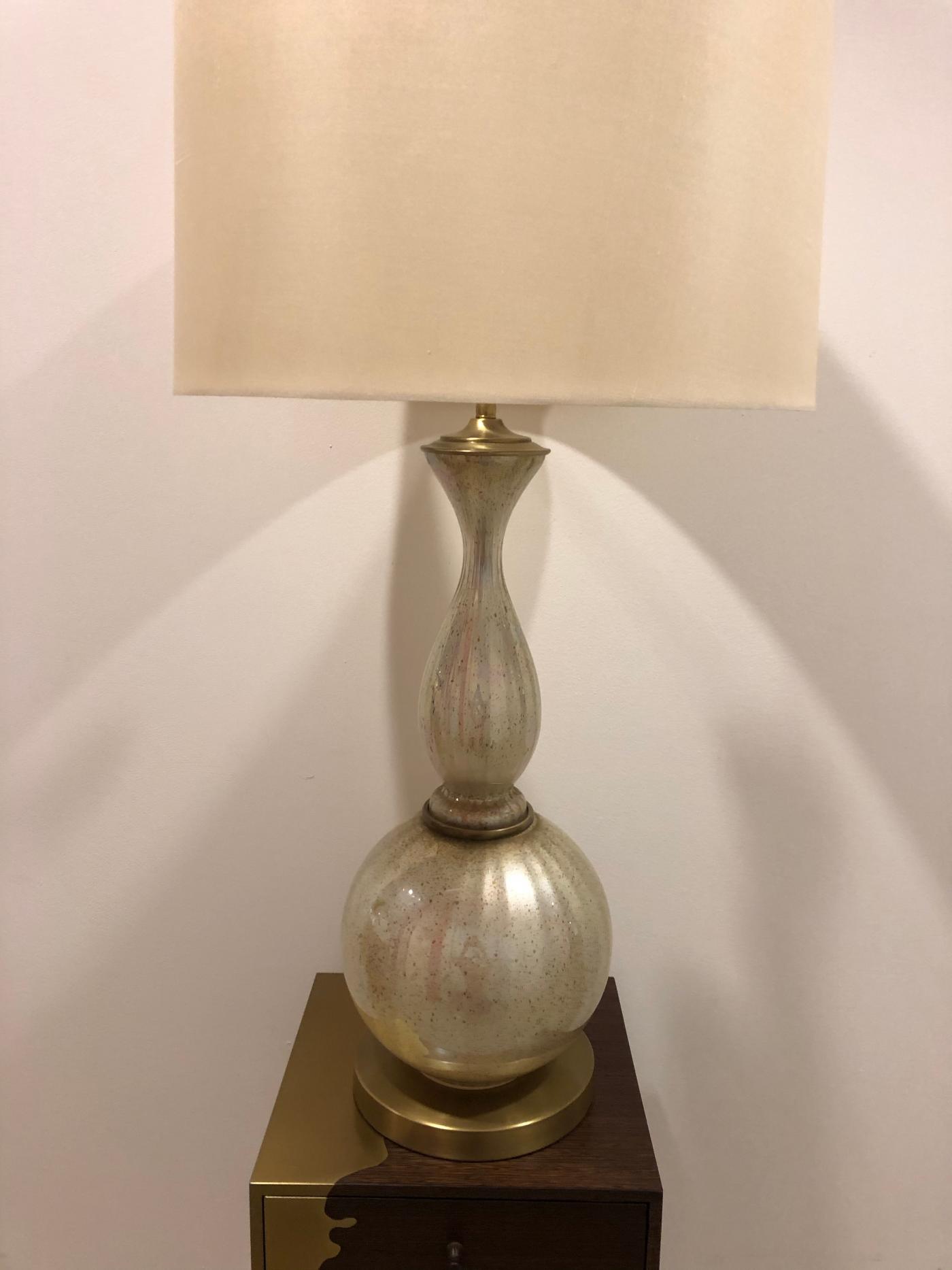 Pair of Mid Century opalescent glass lamps.