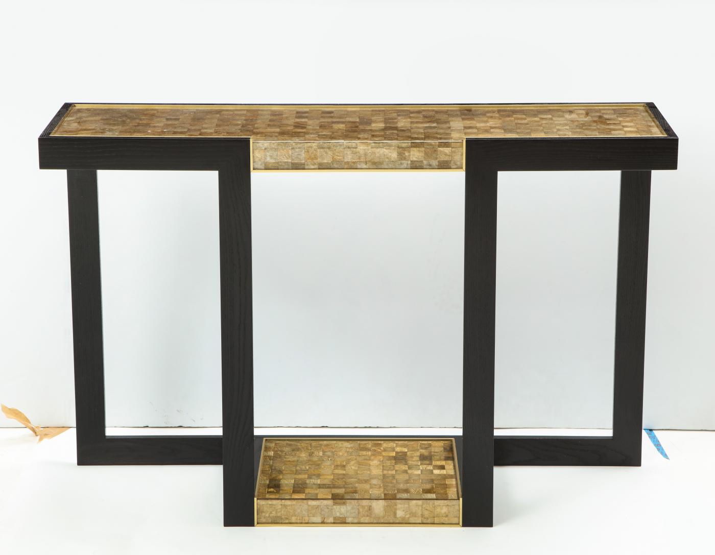 Gold and Silver Woven Mica Console