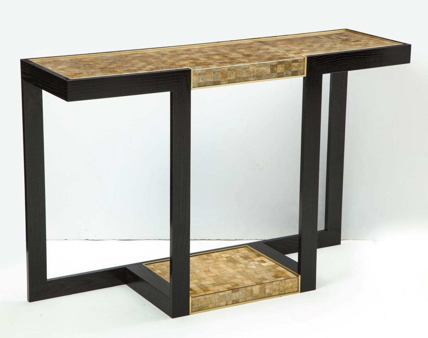 Gold and Silver Woven Mica Console
