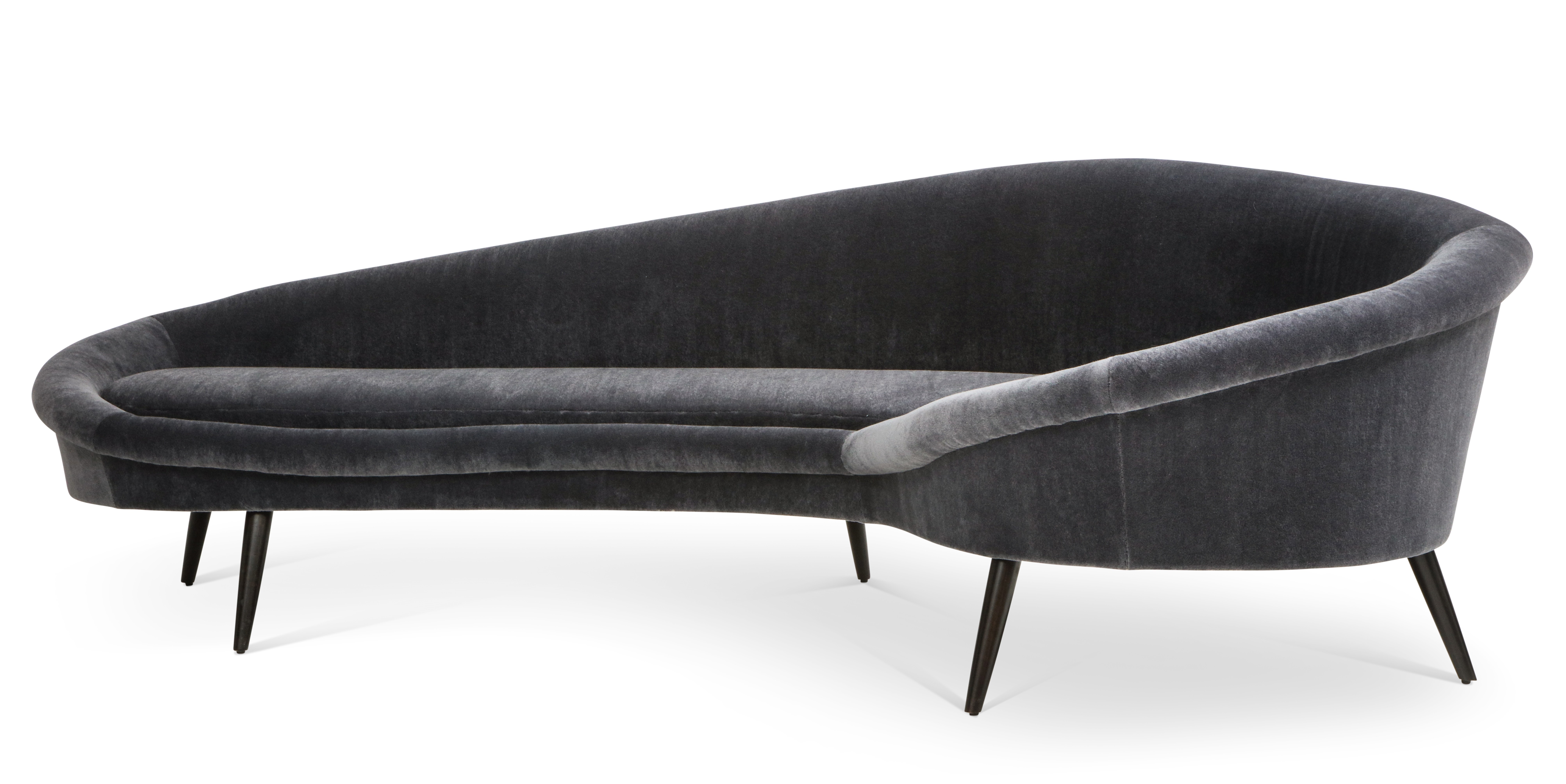 Mid Century Style Curved Sofa, Organic-form. Re-upholstered