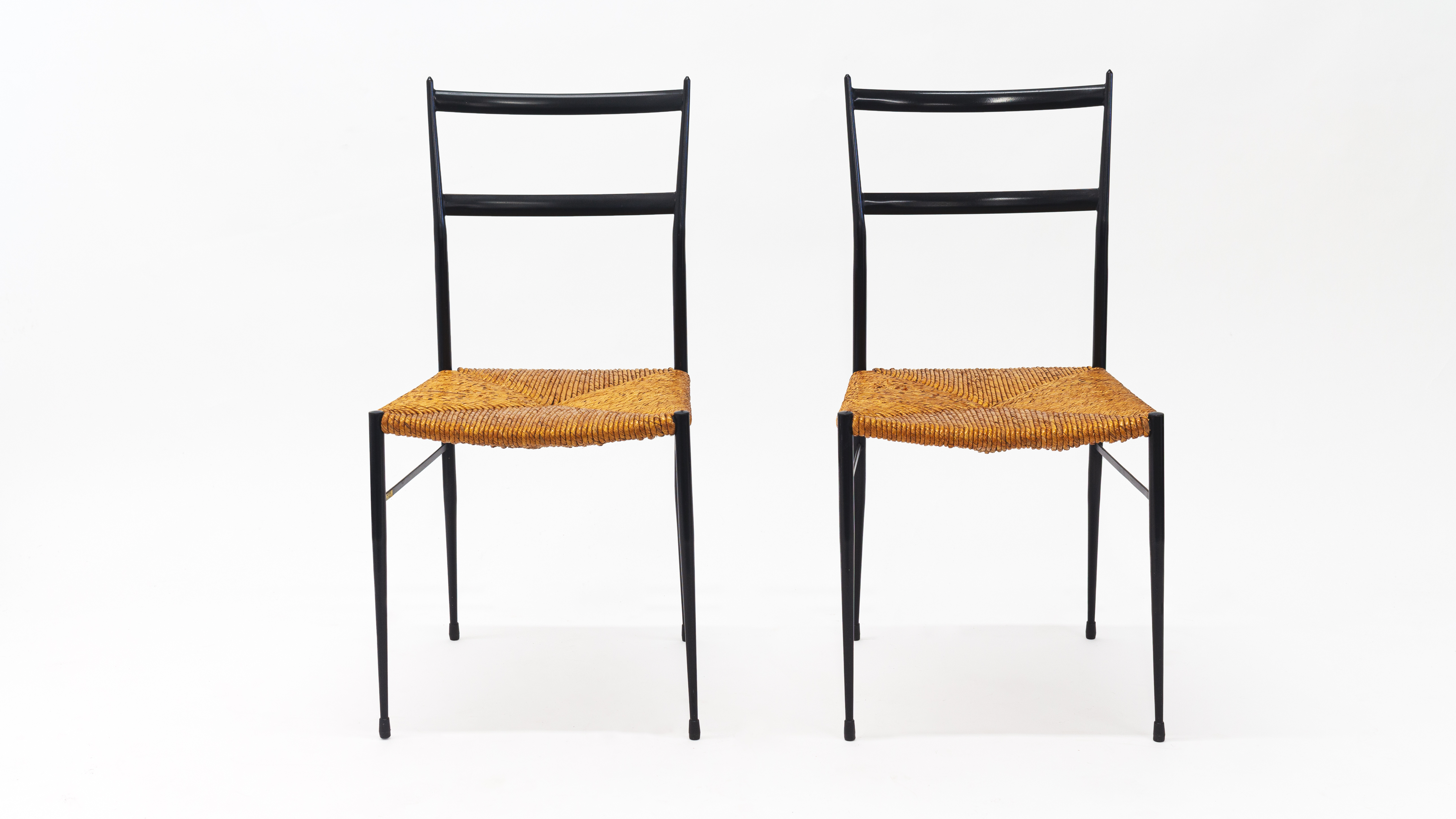 Pair of Mid Century Metal Superleggera Chairs, Attributed to Gio Ponti.