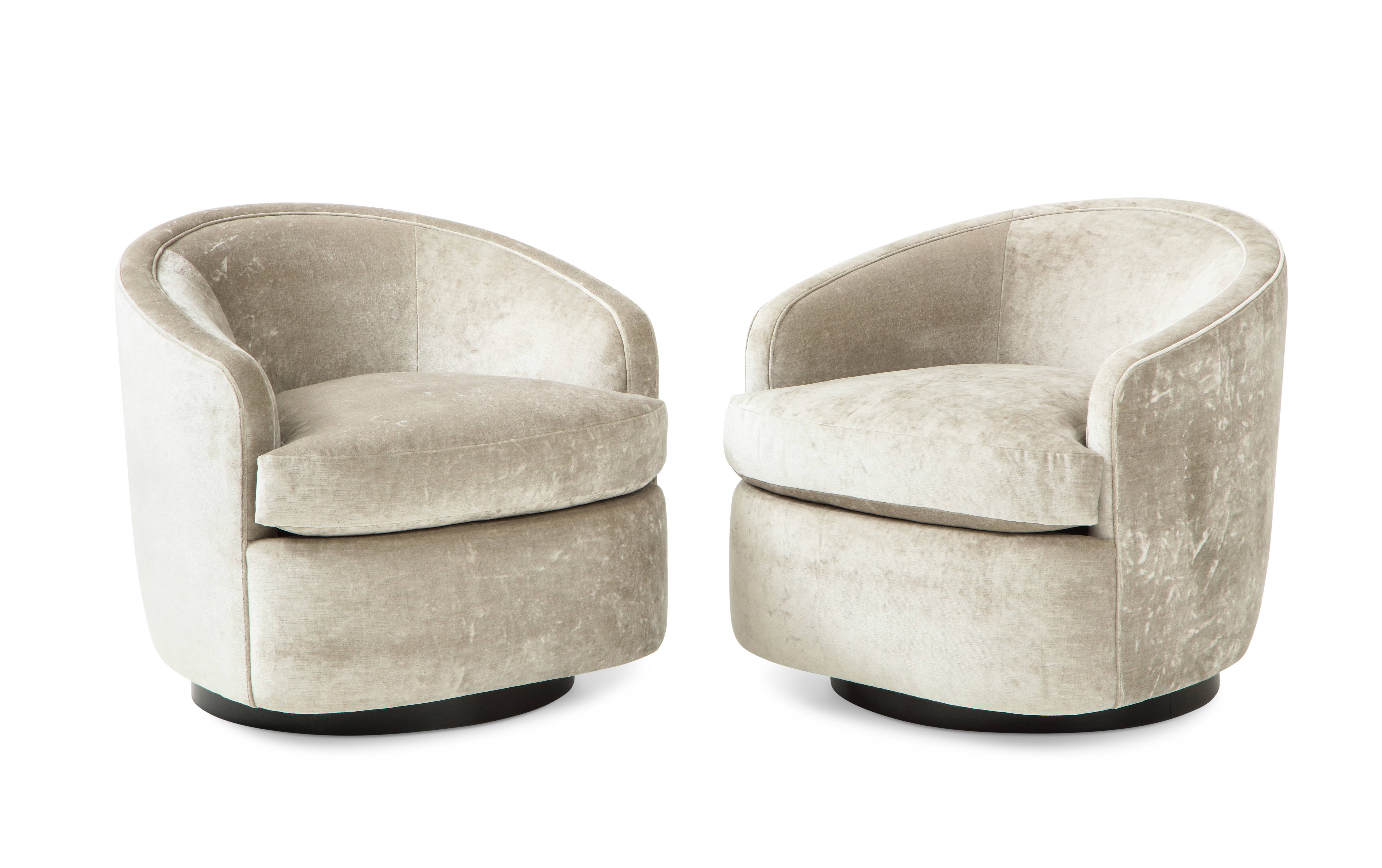 Pair of Milo Baughman style swivel chairs