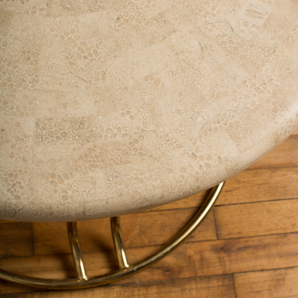 Pair of tessellated stone round side tables by Maitland Smith