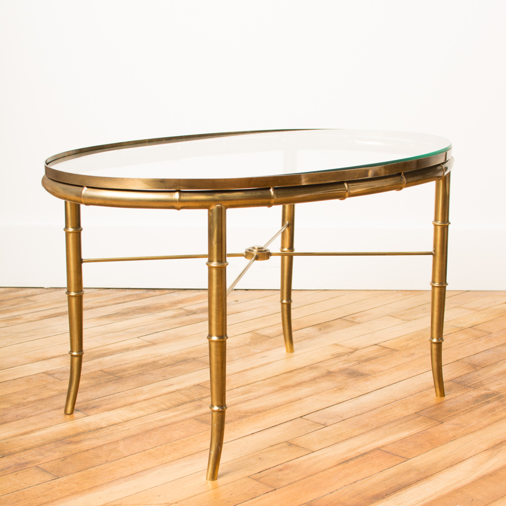 Faux Bamboo Brass Round Coffee Table