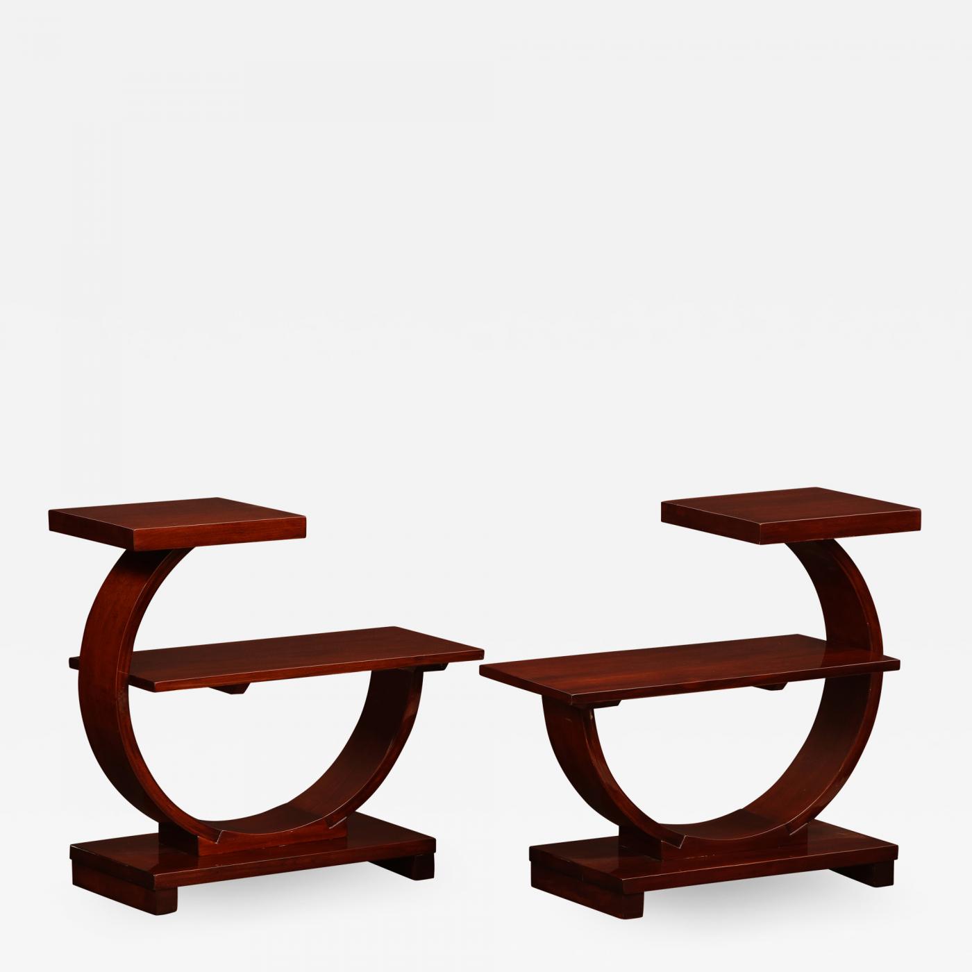 A pair of Modernist two-tier side tables.
