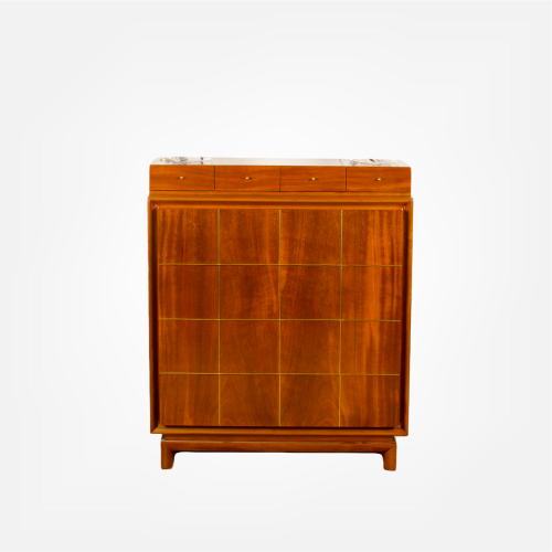  Mid-Century Modern high chest with brass inlay c1960..