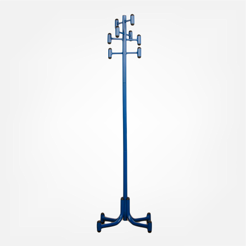 Steel and blue lacquer coat rack, American