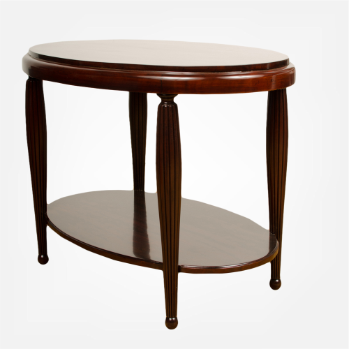 Art deco table with fluted Mahogany legs