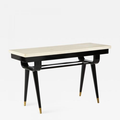 Midcentury Modern Parchment Top Console Table
