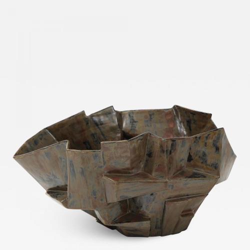 A Signed R.A. Pesce Wheel-Thrown and Manipulated Cubist Vessel