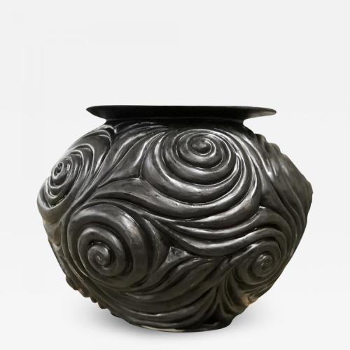 R.A. Pesce Wheel-thrown Biomorphic Vessel with steel glaze.