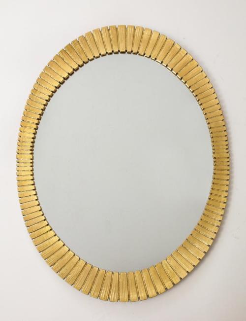 Hollywood Regency Giltwood Oval Mirror by Francisco Hurtado