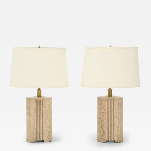 Pair of Mid Century Travertine Lamps.