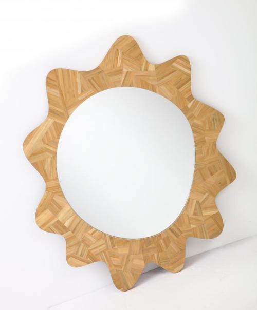 Unique Straw Marquetry Wall Mirror. Designed and crafted by Valeriy Khvan.