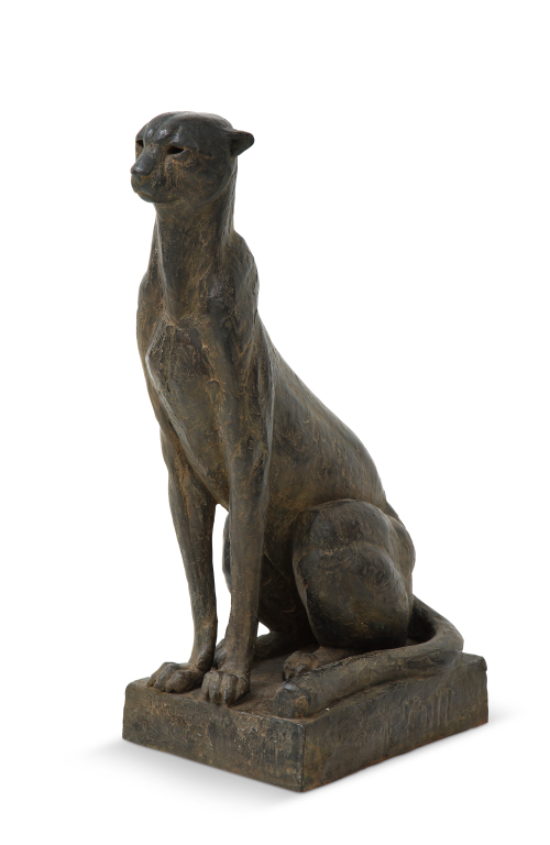 A contemporary bronze cheetah sculpture by sculptor Michel Lauricella.