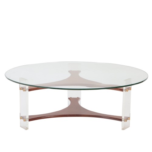 Magnificent “Ruban” coffee table in iron, brass and marble by Jean Royère