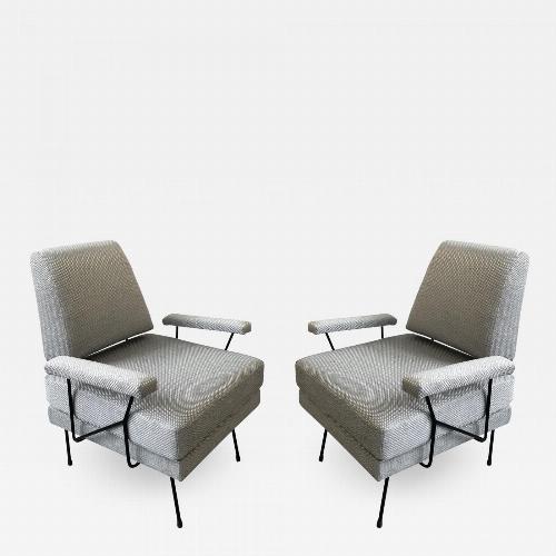 Pair of Mid Century Modern Iron Chairs.