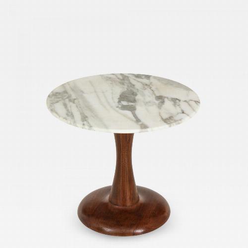 Mid Century Modern side table, Walnut and Marble Top.