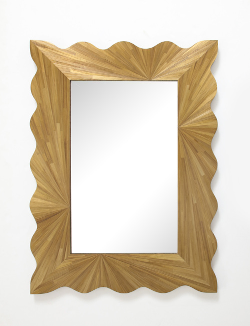 A Modernist rectangular mirror of contemporary straw marquetry