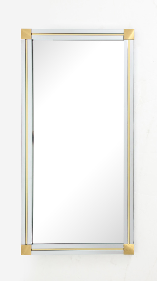 An Unique Itallian mirror brass and chrome 1970's