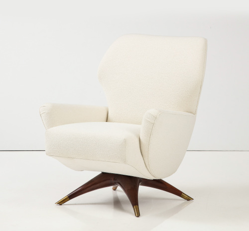 Customizable Modernist Club Chair in swivel or stationary base