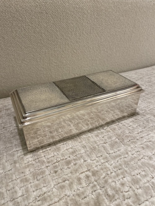 Silver box Silver box with Shagreen segmented top 
