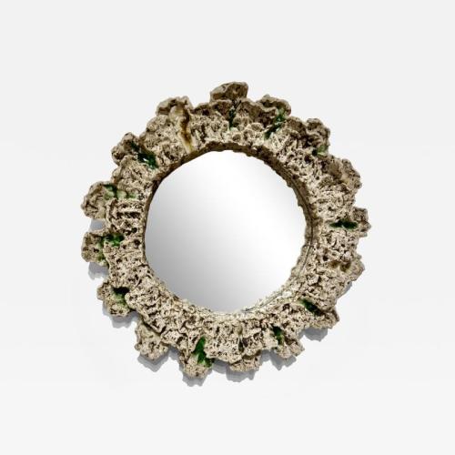 Nature-inspired freeform Ceramic Mirror. Made By Aram C. Stamped "Aram C"