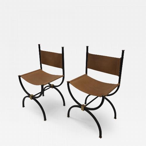 Pair of French Iron side chairs.