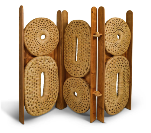 Hand-woven Oak Three-Panel Screen, 21st century