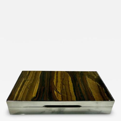 Fine Tiger's eye and Sterling box. Italy, 1960's.
