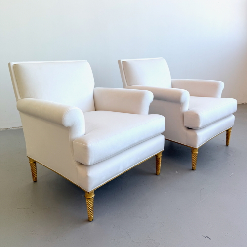 Pair of Upholstered Lounge Chairs Attrb. Maison Carlhian, France 1930's