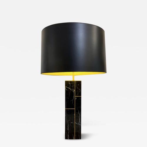 Marble Table Lamp with Brass Insets by James Devlin Studio.