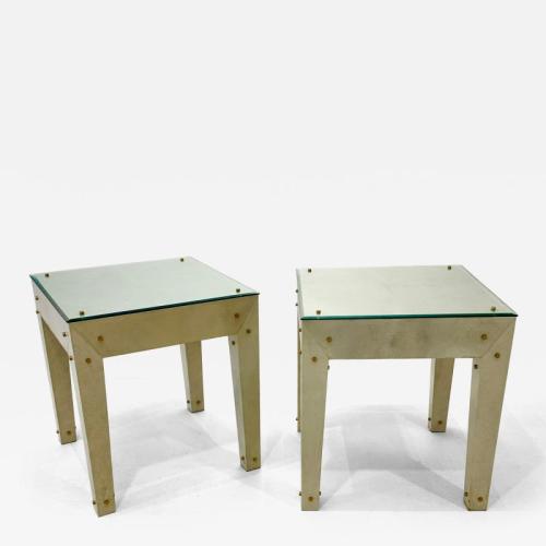 Contemporary pair of side tables in the manner of Jean-Michel Frank, France.