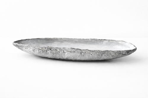 Grey-White Patterned and Textured Oblong Bowl by Aram C.