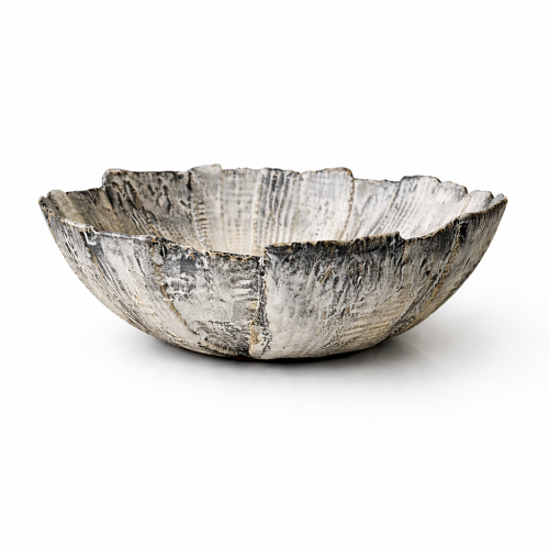 Grey and White Patterned and Textured Centerpiece Bowl by Aram C.