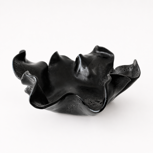 Black Multi-glaze Freeform Decorative Bowl by Aram C.