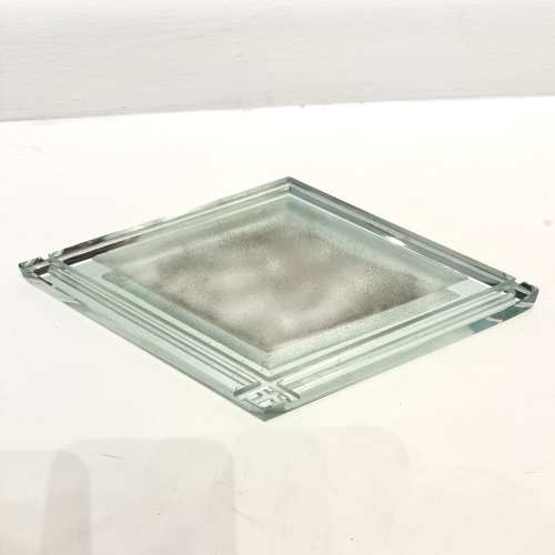 Modernist Acid Etched Glass Vide Poche. 
