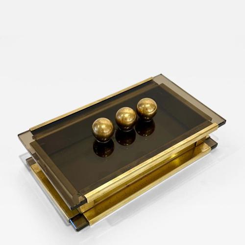 Modernist Italian Glass And Brass Box.
