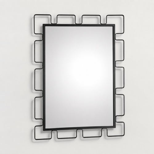 Mid Century Wrought Iron Mirror in the Manner of Jean Rogere.