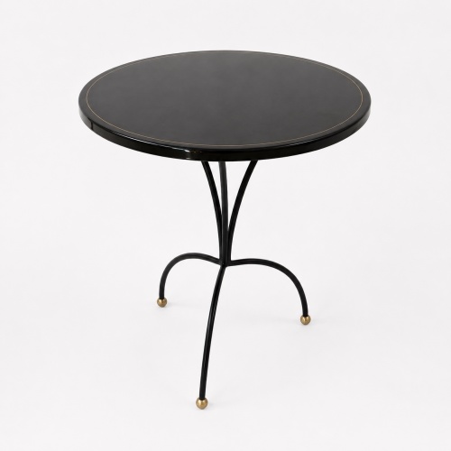 Black Lacquer Accent Side Table with Brass Inlay.