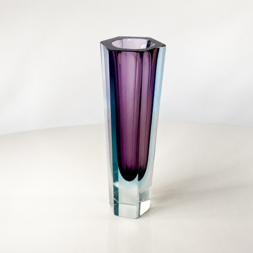 Italian Murano Faceted Sommerso Glass Vase.Italy, 1960s. 