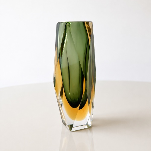 Murano Sommerso Faceted Glass Vase. Italy, 1960s.