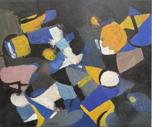 Abstract oil painting by Roland Bierge. France, 1976.