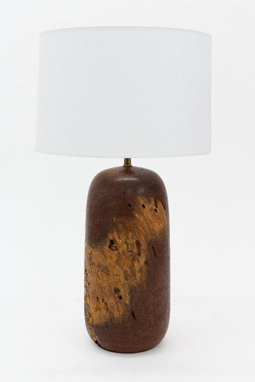 A Vintage Burl wood Turned Lamp.